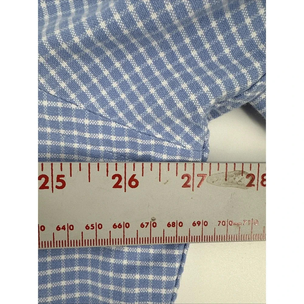 Polo Ralph Lauren Men's Blue & White Gingham Check Pink Logo Long Sleeve ShirtXL